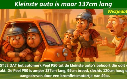 Gratis grappige cartoon foto over een heel kleine auto met te veel passagiers met leuke weetjes, wist je datjes