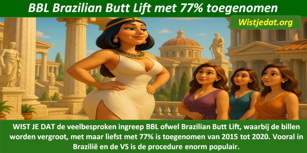 Gratis grappige cartoon foto met dame en haar BBL Brazilian Butt Lift voor dikke billen met leuke weetjes, wist je datjes
