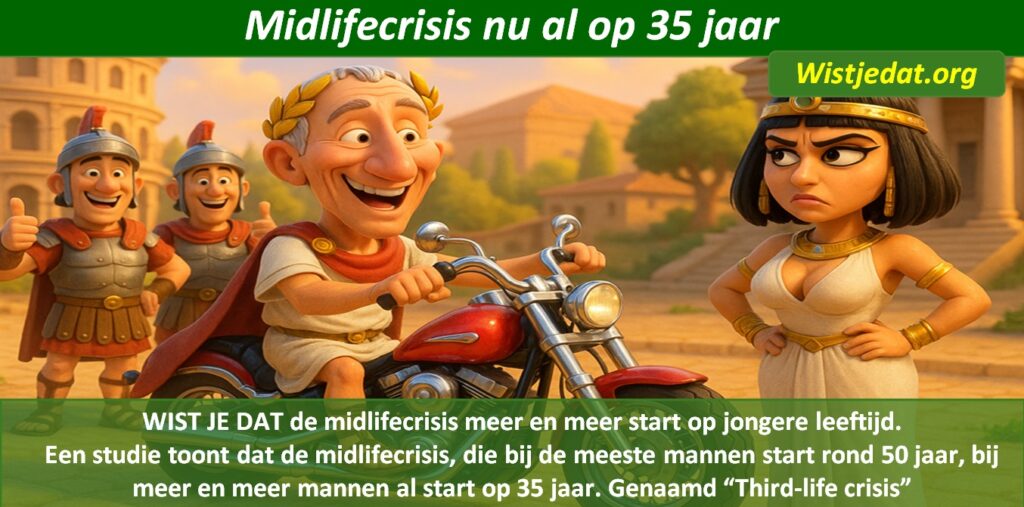 Gratis grappige cartoon foto over de midlifecrisis van de man en hun boze vrouw met leuke weetjes, wist je datjes