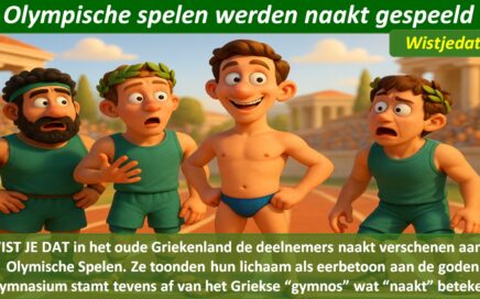 Gratis grappige cartoon foto over de Olympische spelen in de oudheid waar atleten bijna naakt deelnamen met leuk weetje, wist je datje