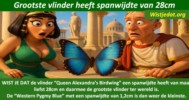 Gratis grappige cartoon foto met de grootste vlinder ter wereld en leuke weetjes, wist je datjes