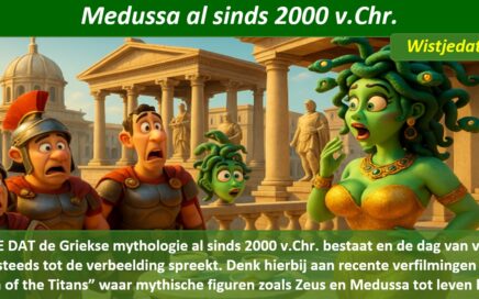Gratis grappige cartoon foto met oude Romeinse soldaten en Medusa met slangenhoofd met leuke weetjes, wist je datjes