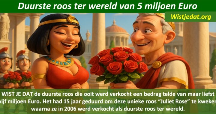 Gratis grappige cartoon foto met man die mooie rode rozen overhandigt aan zijn lieve vrouw met weetje en wist je datje