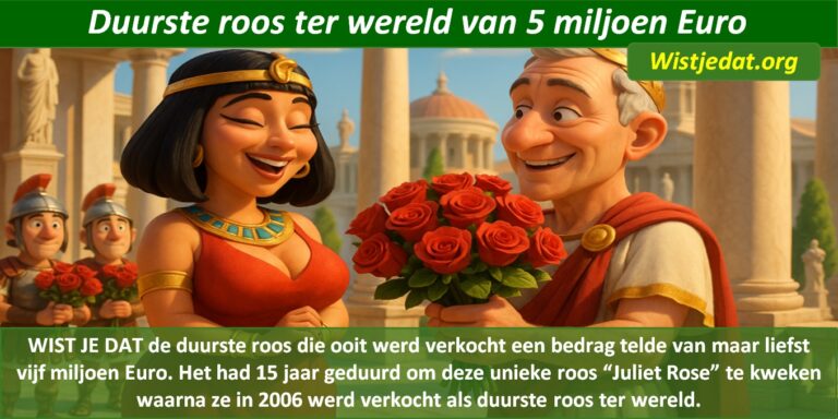 Gratis grappige cartoon foto met man die mooie rode rozen overhandigt aan zijn lieve vrouw met weetje en wist je datje