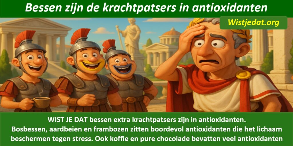 Gratis grappige cartoon foto met oude Romeinen en het eten van antioxidanten met leuke weetjes, wist je datjes