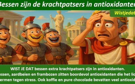 Gratis grappige cartoon foto met oude Romeinen en het eten van antioxidanten met leuke weetjes, wist je datjes
