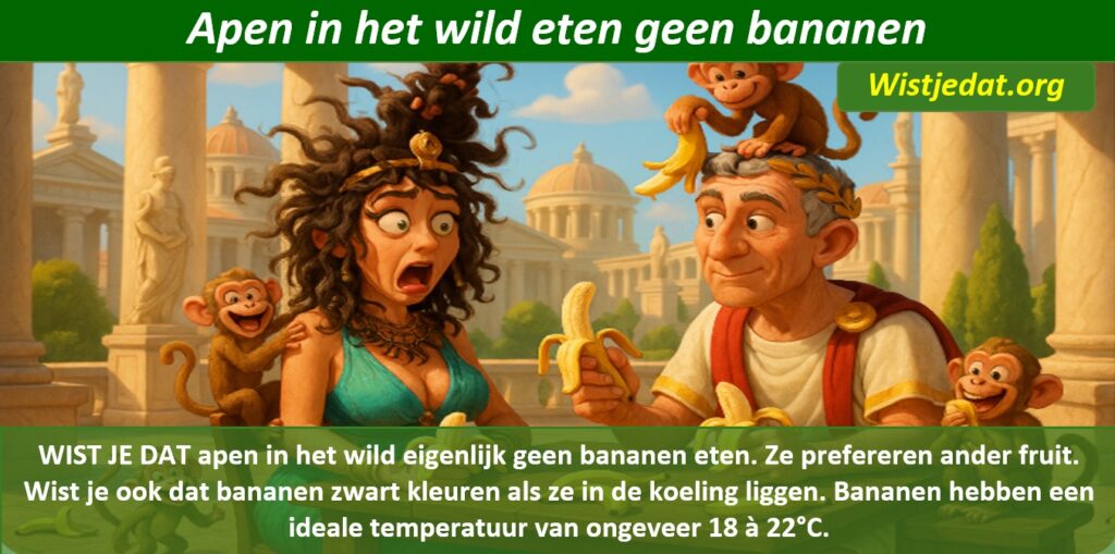 Gratis grappige cartoon foto met apen die bananen stelen van een koppel met leuke weetjes, wist je datjes