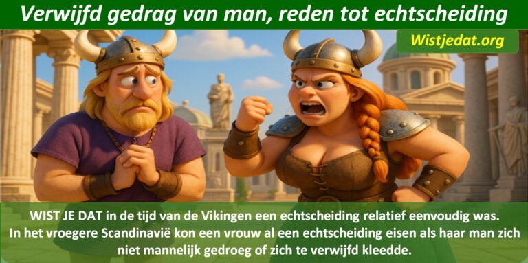 Gratis grappige cartoon foto met een Viking vrouw boos op haar man voor zijn verwijfd gedrag met leuke weetjes, wist je datjes
