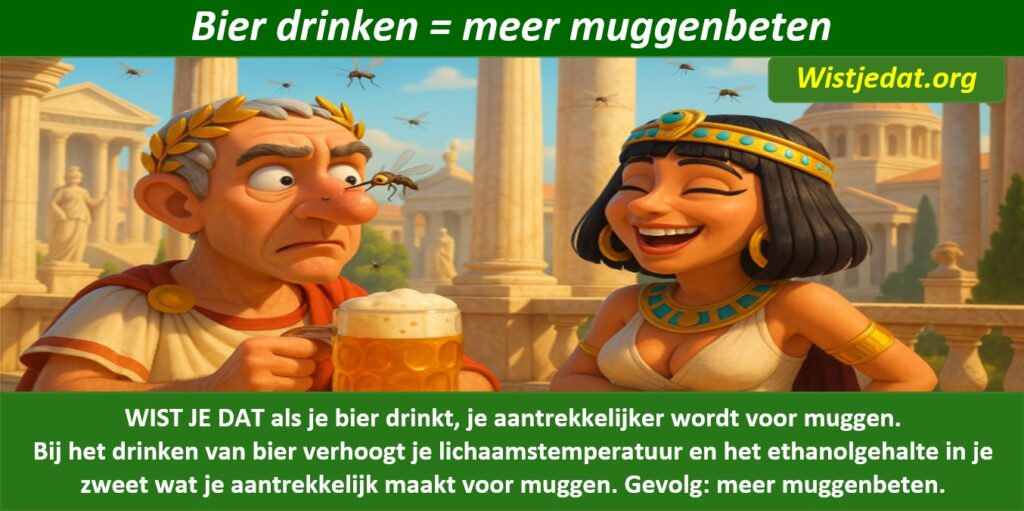 Gratis grappige cartoon foto over muggen en muggenbeten bij het drinken van bier met leuke weetjes, wist je datjes