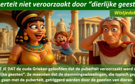 Gratis grappige cartoon foto met man en vrouw in stress door kinderen in puberteit met leuke weetjes, wist je datjes
