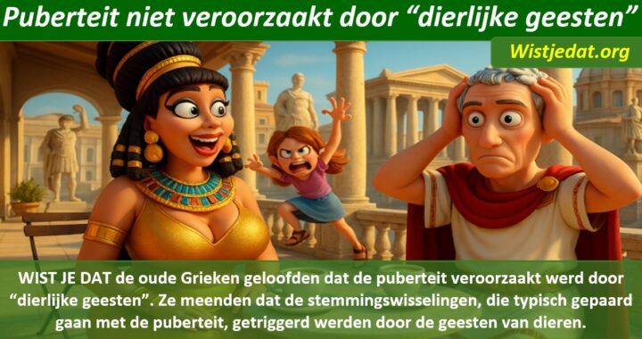 Gratis grappige cartoon foto met man en vrouw in stress door kinderen in puberteit met leuke weetjes, wist je datjes