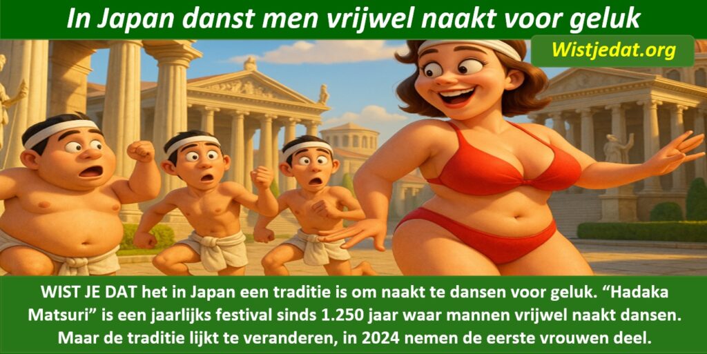 in Japan danst men vrijwel naakt voor geluk, grappige cartoon en weetjes